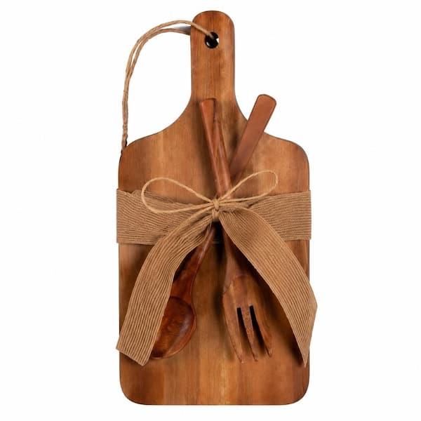 Acacia Wood Mini Charcuterie Board 10-Set with Spoons Forks Gift Boxes Thank You Tags for Party Favors