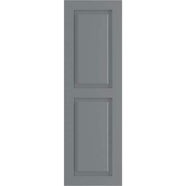Ekena Millwork 12 in. x 44 in. PVC True Fit Two Equal Raised Panel Shutters Pair in Ocean Swell