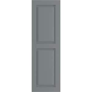 12 in. x 62 in. PVC True Fit Two Equal Raised Panel Shutters Pair in Ocean Swell
