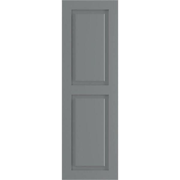 Ekena Millwork 12 in. x 73 in. True Fit Two Equal Raised Panel PVC Shutters Pair in Ocean Swell