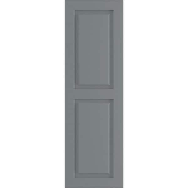 15 in. x 36 in. PVC True Fit Two Equal Raised Panel Shutters Pair in Ocean Swell