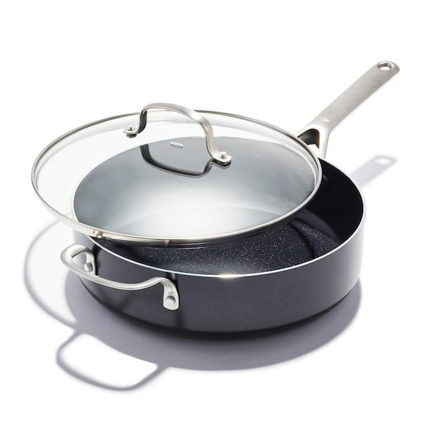 OXO Agility 11 in. 5 qt. Aluminum Ceramic Non-Stick Saute Pan Frying Pan with Helper Handle and Lid