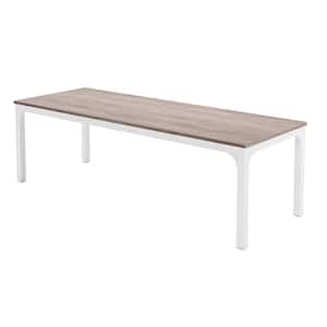 Moroni 78.7 in. Rectangle Gray Brown Wood Conference Table Desk Large Meeting Seminar Table with Metal Frame for Office