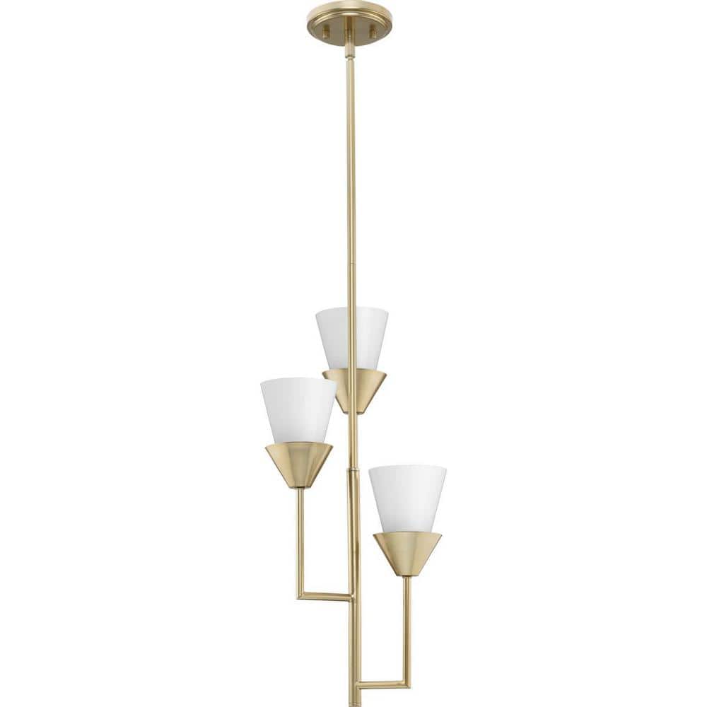Pinellas Soft Gold 3-Light Pendant with Opal Glass Shades