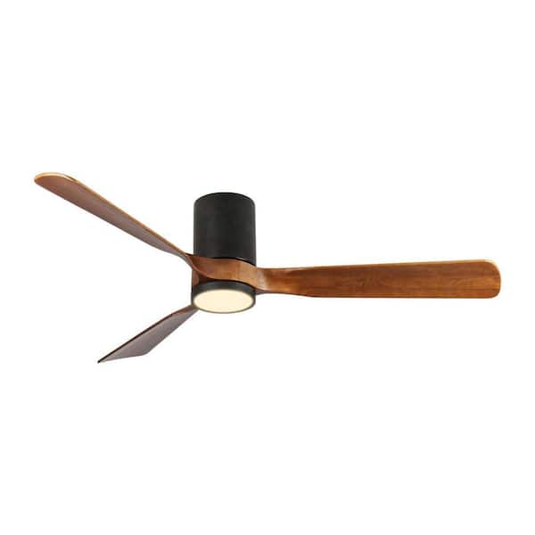 60 in. Indoor Walnut Solid Wood 6-Speeds Remote Ceiling Fan with Reversible DC Motor - Flush Mount, Country Style