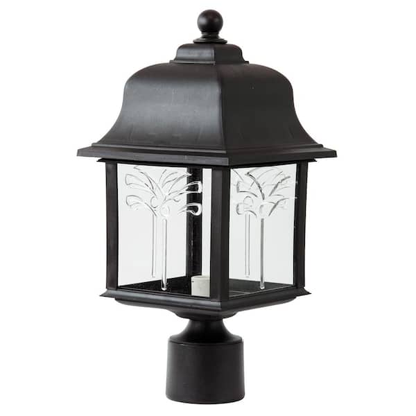 Sunlite 8 in. 1-Light Black Outdoor Decorative Orchid Post Top Lantern