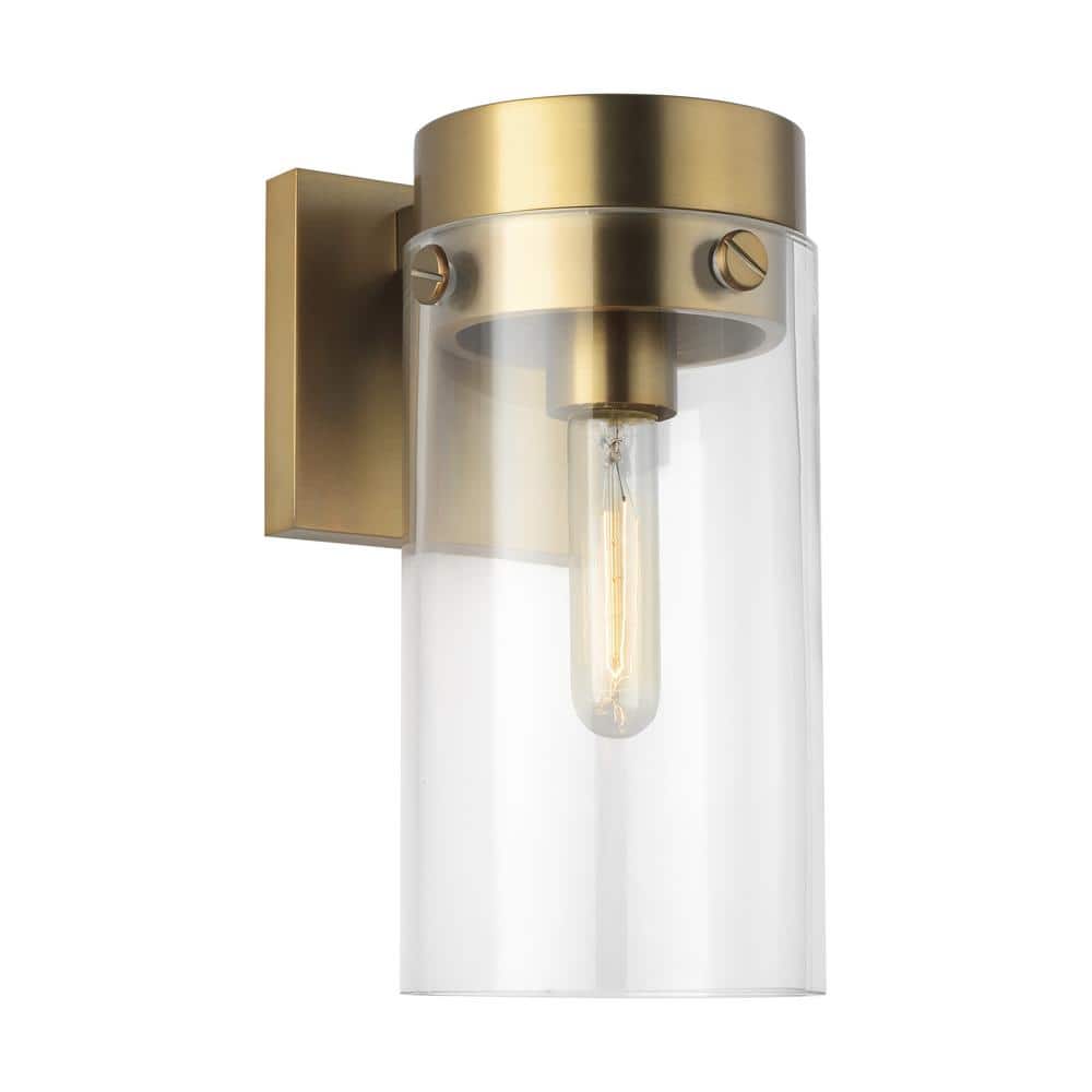 Burnished Brass and Clear Glass Dimmable Wall Sconce