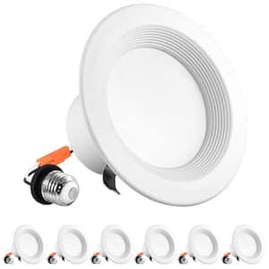 4in Can Light 10W=60W 5 Color Selectable Dimmable Remodel Integrated LED Recessed Light Kit Baffle Trim (6 Pack)