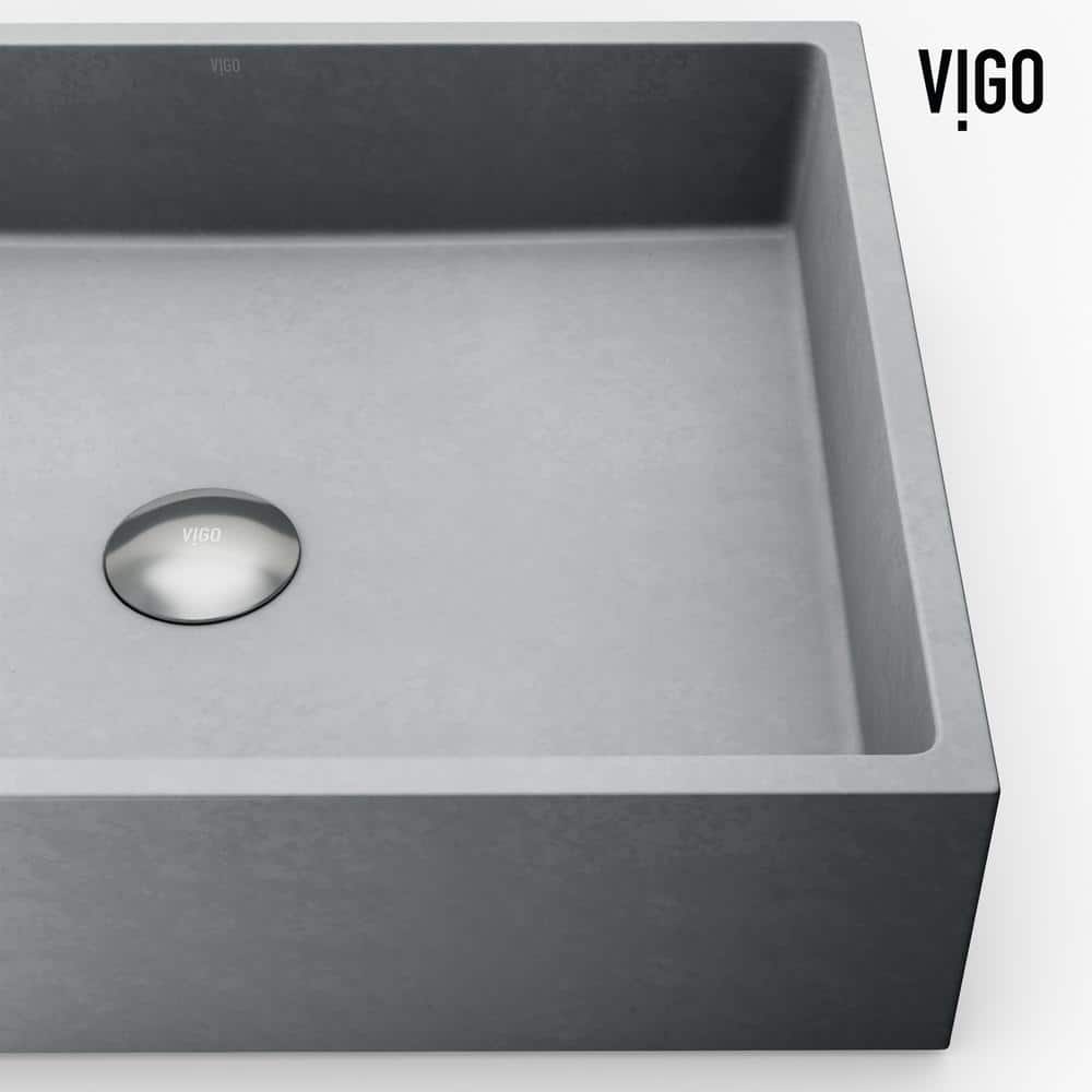 Eco-Friendly Gray Concrete Rectangular Vessel Bathroom Sink