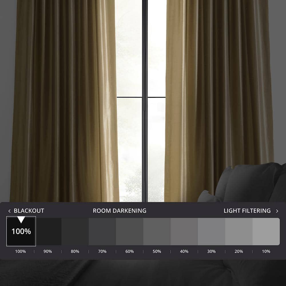 Flax Gold 84" Faux Silk Blackout Curtain Panel