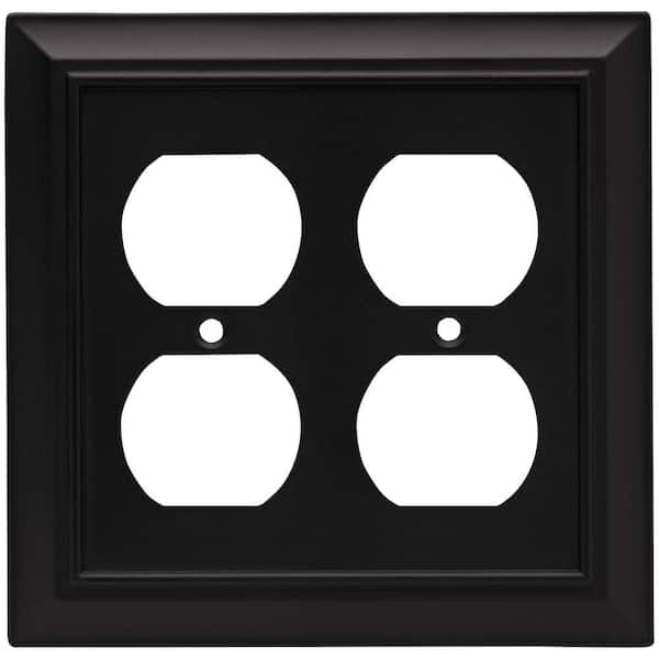 Liberty Black 2-Gang Duplex Outlet Wall Plate (1-Pack)