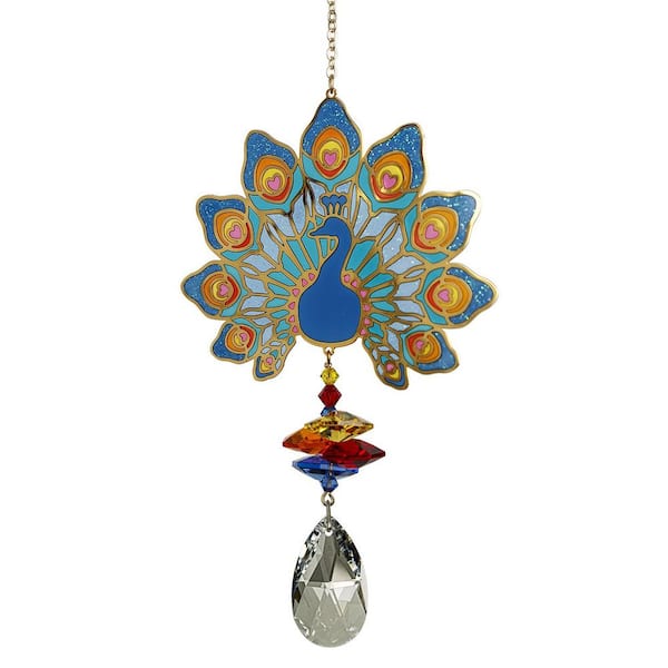 WOODSTOCK CHIMES Woodstock Rainbow Makers Collection, Crystal Wonders, 5 in. Peacock Crystal Suncatcher CWPEA