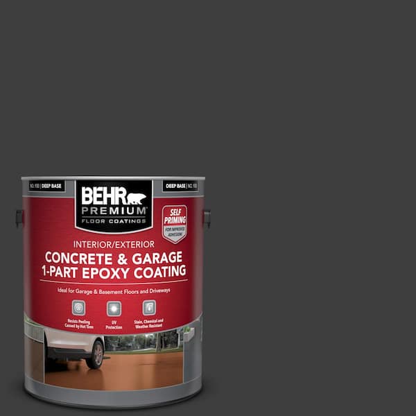 BEHR PREMIUM 1 gal. #AE-54 Molten Black Self-Priming 1-Part Epoxy Satin Interior/Exterior Concrete and Garage Floor Paint