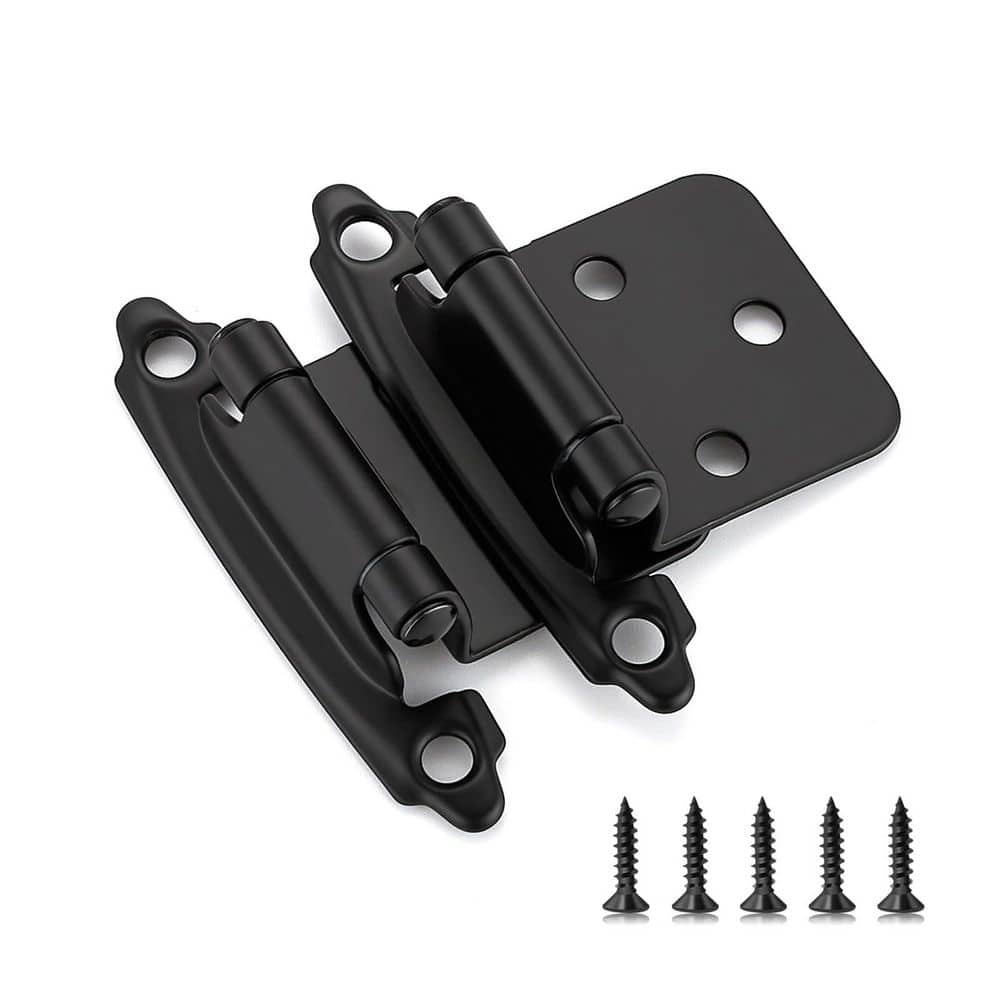 60-Pack Self-Closing Semi-Concealed Face Mount, 1/2 in. Overlay Cabinet Hinges with Door Bumpers for Cupboard, Black price history on PriceWatchPro