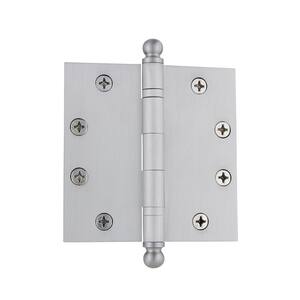 4.5 in. Ball Tip Heavy Duty Hinge with Square Corners in Satin Nickel