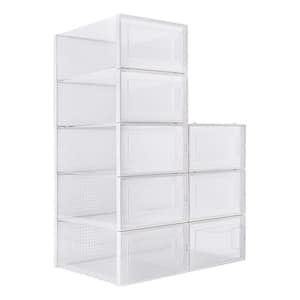 8-Pair Clear Foldable Stackable Storage Plastic Shoe Boxes