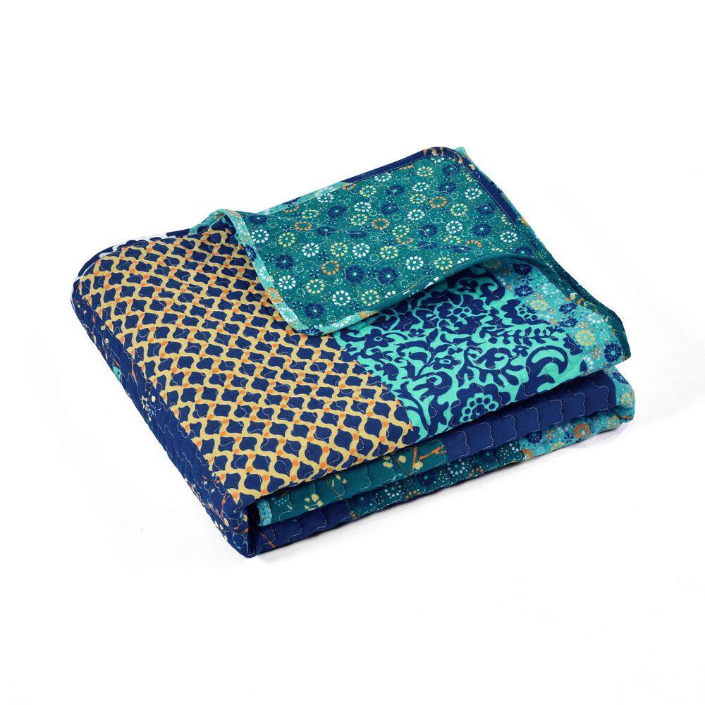 Royal Empire Blue Cotton Reversible Throw Blanket