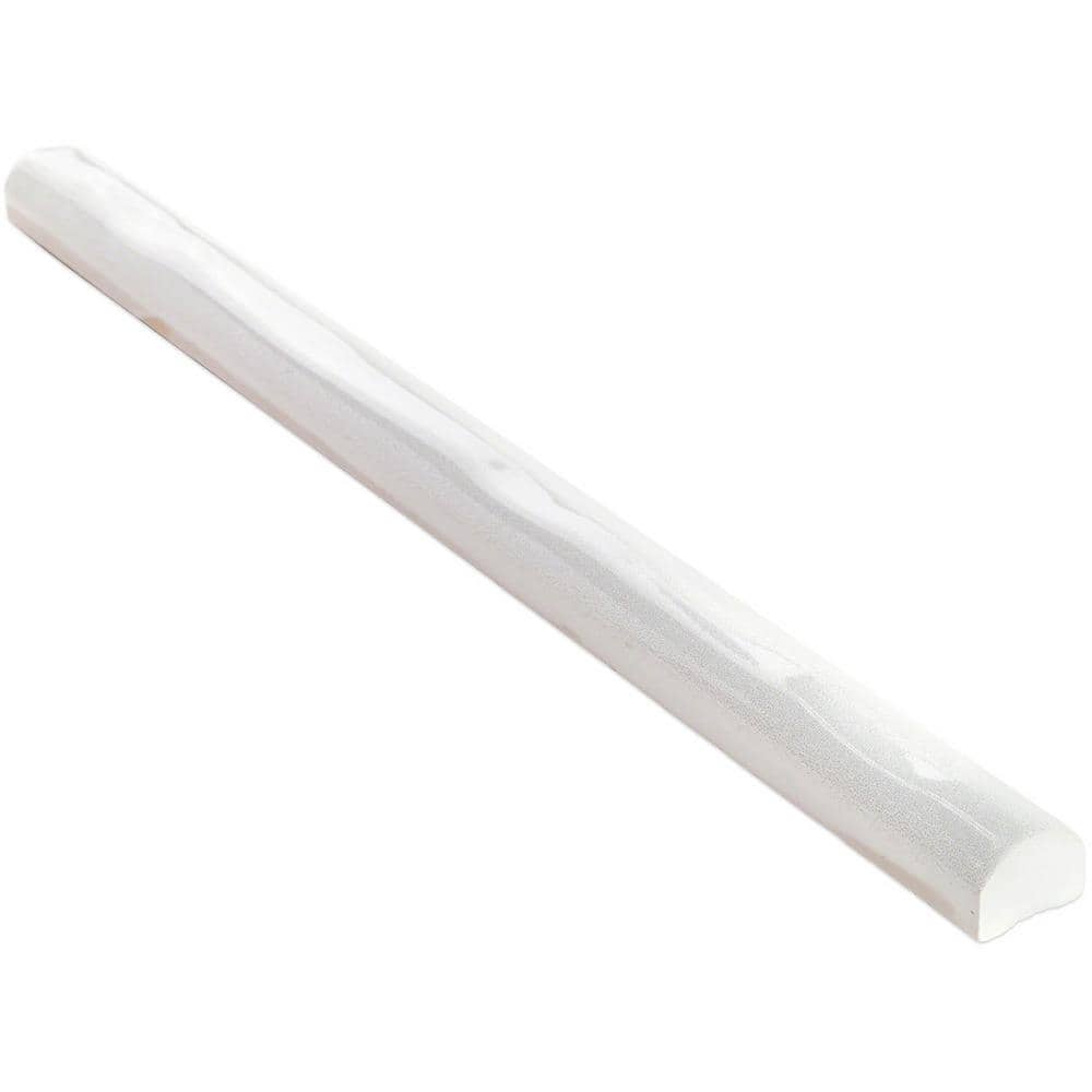 Moze White 0.75 in. x 12 in. Polished Ceramic Pencil Liner