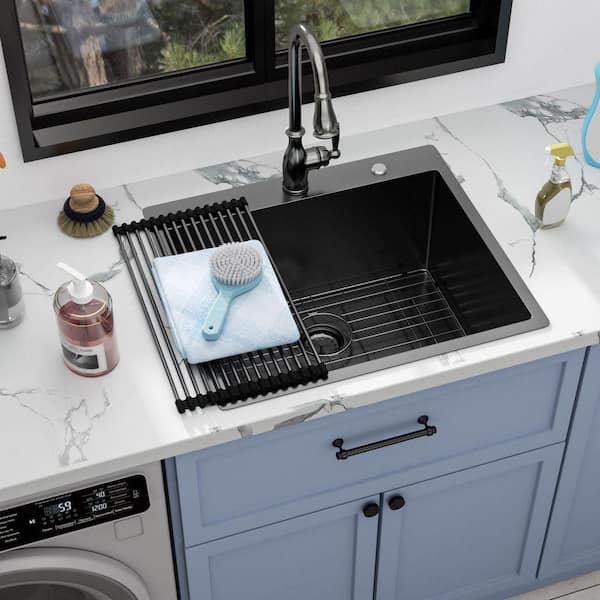 Sarlai 25 in. W x 22 in. D Drop-In Laundry/Utility Sink Gunmetal