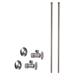 5/8 in. x 3/8 in. OD x 20 in. Bullnose Faucet Supply Line Kit with Round Handle Angle Shut Off Valve, Satin Nickel