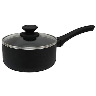 Ashford 2 qt. Aluminum Nonstick Sauce Pan in Black with Glass Lid