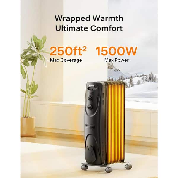 Lukyamzn 1500-Watts Black Indoor Electric Radiator Radiant Space