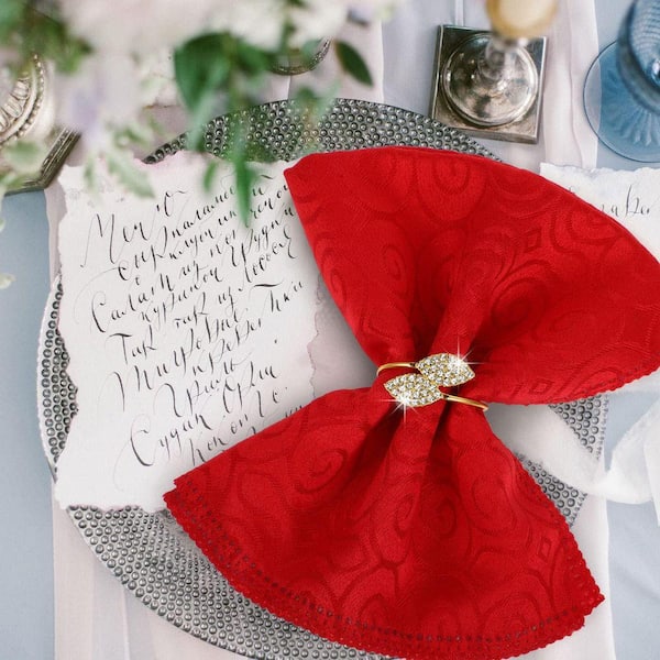 1.8 in. W x 1.8 in. H Metal Napkin Rings Gold Table Decorations, Rhinestone Guest Towels Buckle for Wedding (200-Pack)