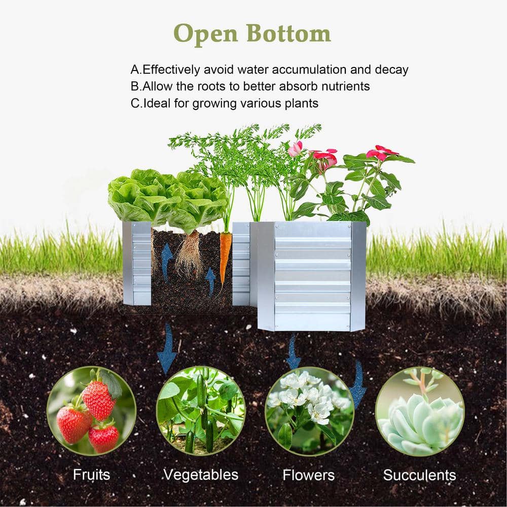 L-Shaped Galvanized Steel Raised Garden Bed - 47.8" x 20.5"