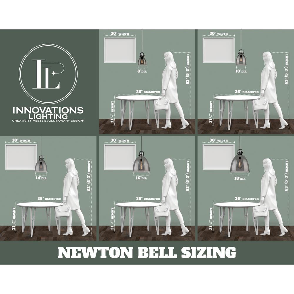Newton Bell Brushed Brass 8" Mini Pendant with Clear Glass Shade