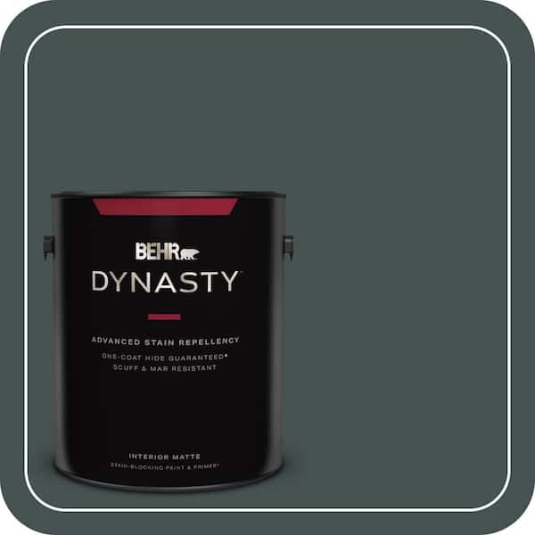BEHR DYNASTY 1 gal. #MQ6-44 Black Evergreen One-Coat Hide Matte Interior Stain-Blocking Paint & Primer