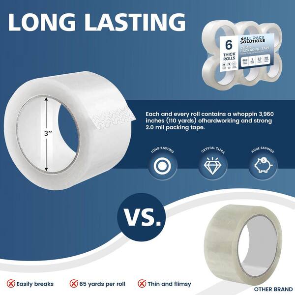 24 Rolls Shipping Tape – 2 Mil Thick, 3 X 110 Yard Packing Sealing Tape For Boxes & Packages