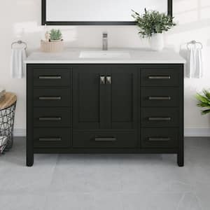 London 42 in. W x 18 in. D x 34 in. H Bathroom Vanity in Espresso with White Carrara Marble Top with White Sink