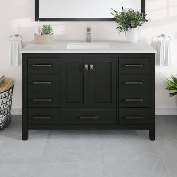 Eviva London 42 in. Single Sink Espresso Bath Vanity with White Carrara Quartz Top (Assembled)