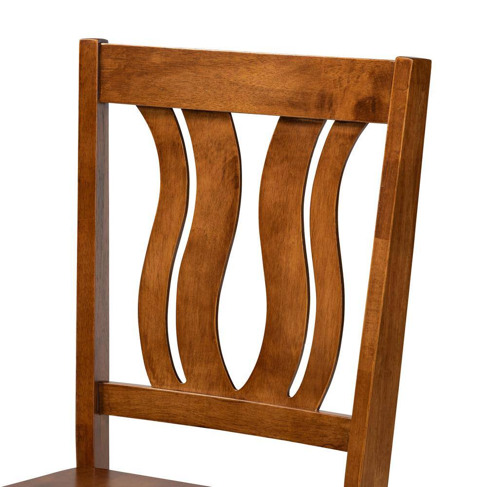 Walnut Brown Finished Wood 5-Piece Dining Set with Geometric Cut Out Chairs