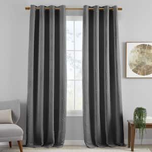 Sunveil Huxley Gray Tonal Geometric Polyester 52(in)x84(in) Grommet Top Blackout Curtain Panel