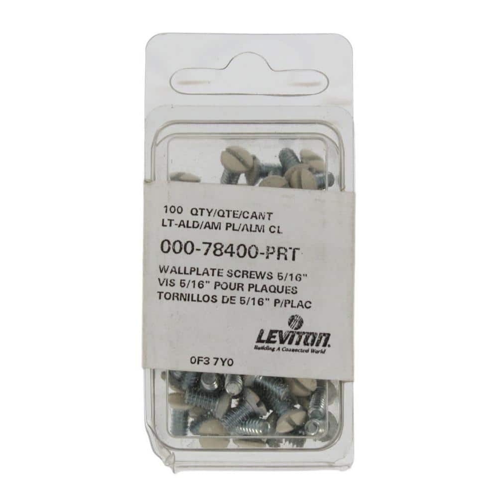 Light Almond Stainless Steel Wallplate Screws, 100 Pieces