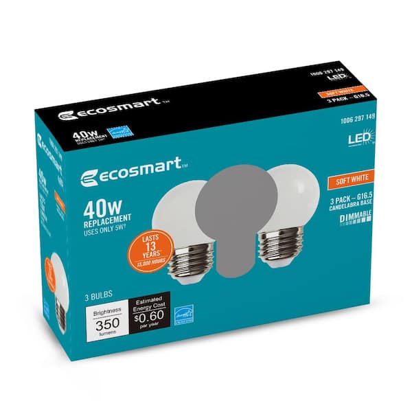 40-Watt Equivalent G16.5 Dimmable ENERGY STAR CEC Filament LED Light Bulb Soft White (3-Pack)