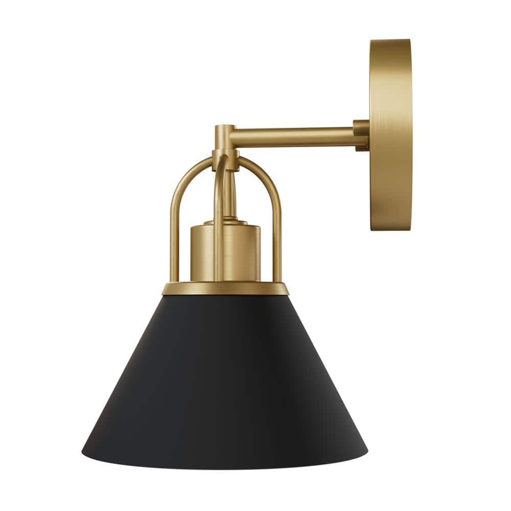 Matte Black and Gold Metal Dimmable Wall Sconce