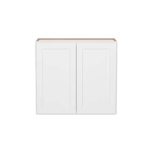 Easy-DIY 33-in W x 12-in D x 30-in H in Shaker White Ready to Assemble Wall  Kitchen Cabinet 2 Doors-2 Shelves