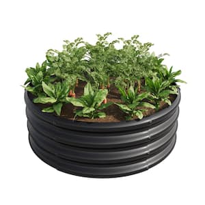 32 in. Metal Round Raised Garedn Bed for Vegetables Raised Planter Box Planter Raised Beds Flowers Herbs Fruits in Black
