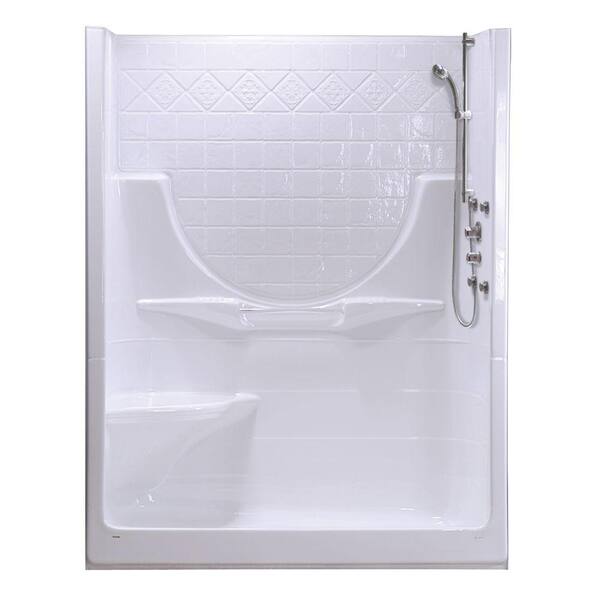 MAAX Montego II 33-1/4 in. x 59-1/4 in. x 74-1/2 in. Shower Stall with Left Seat in White