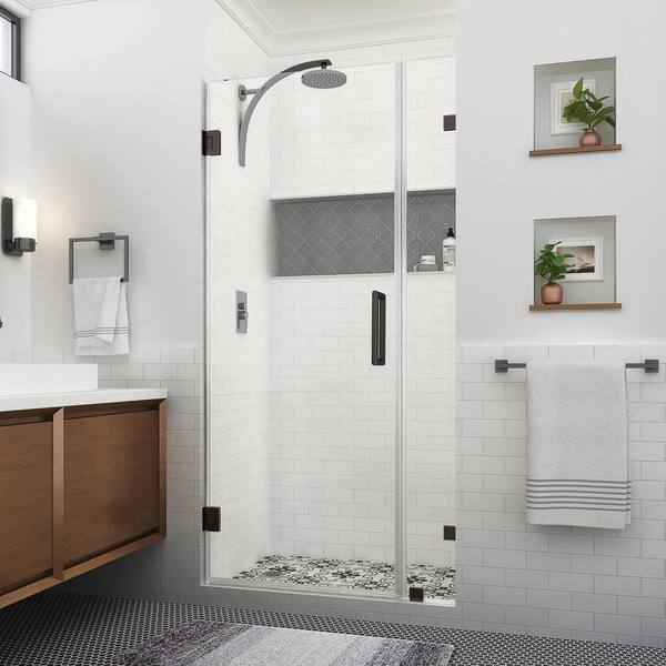 Aston Nautis XL 38.25 - 39.25 in. W x 80 in. H Hinged Frameless Shower Door in Oil Rubbed Bronze with Clear StarCast Glass