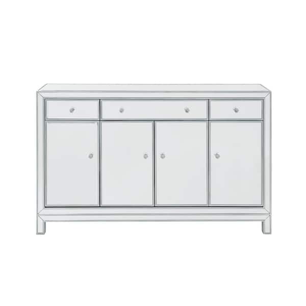 Unbranded Timeless Home 3-Drawer / 4-Door in Antique Silver Storage Cabinet 36 in. H x 56 in. W x 13 in. D