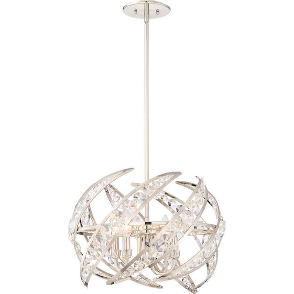 Crescent 4-Light Polished Nickel Pendant