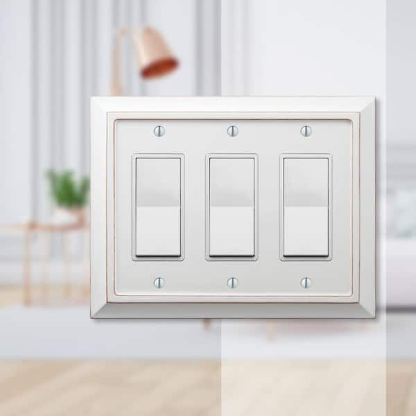 Savannah 3 Gang Rocker Wood Wall Plate - White