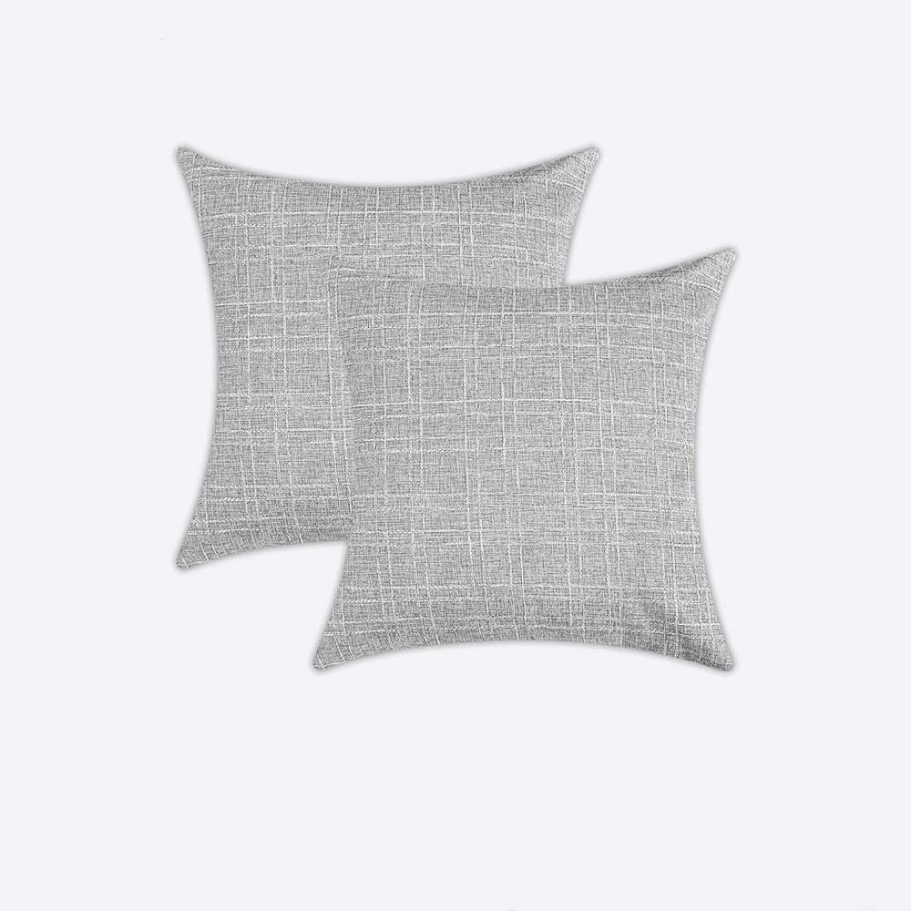 24 in. x 24 in. Gray Outdoor Waterproof Pillow Covers Throw Pillow (Pack of