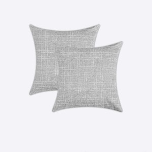 24 in. x 24 in. Gray Outdoor Waterproof Pillow Covers Throw Pillow (Pack of 2)