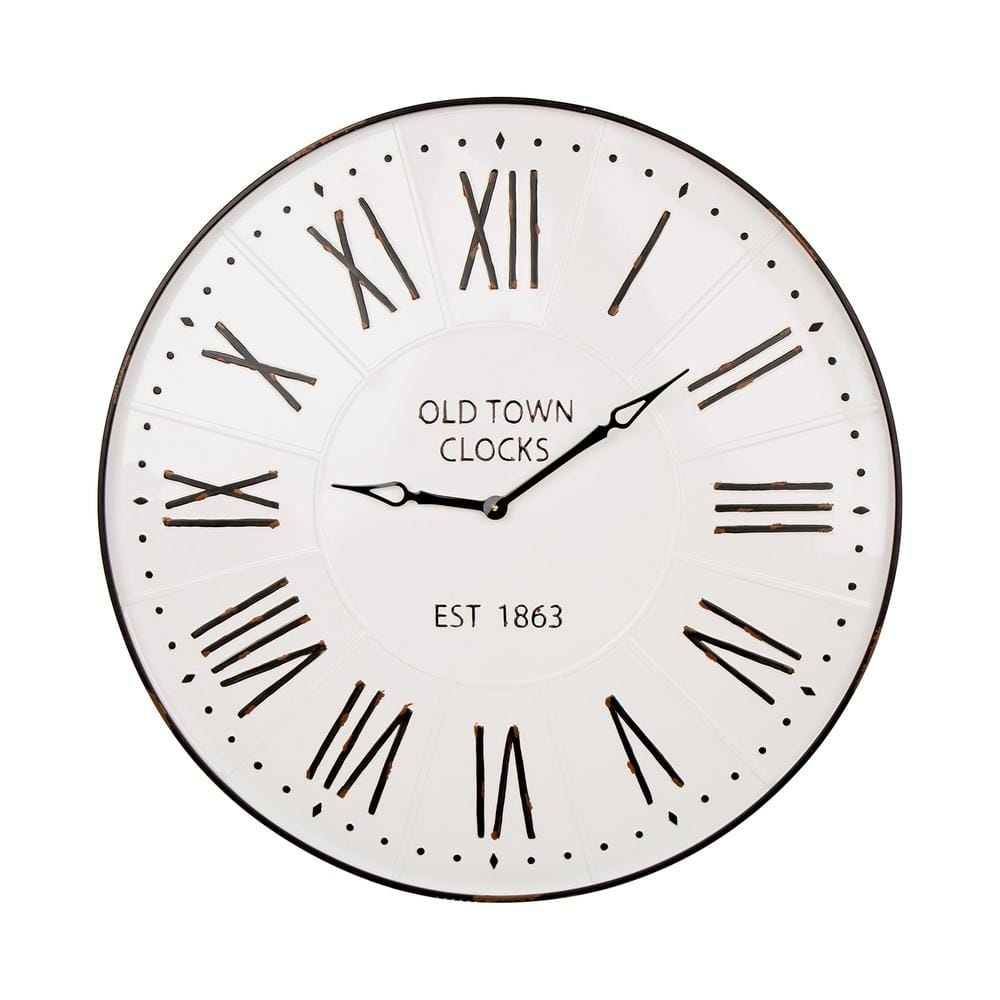 Glitzhome 31.5 in. Oversized Farmhouse Metal Enamel Wall Clock ...