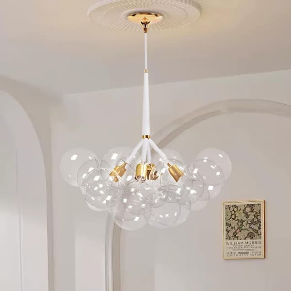 Y'INSP 4-Light White Sphere Modern Glass Bubble Chandelier with Bulbs Included