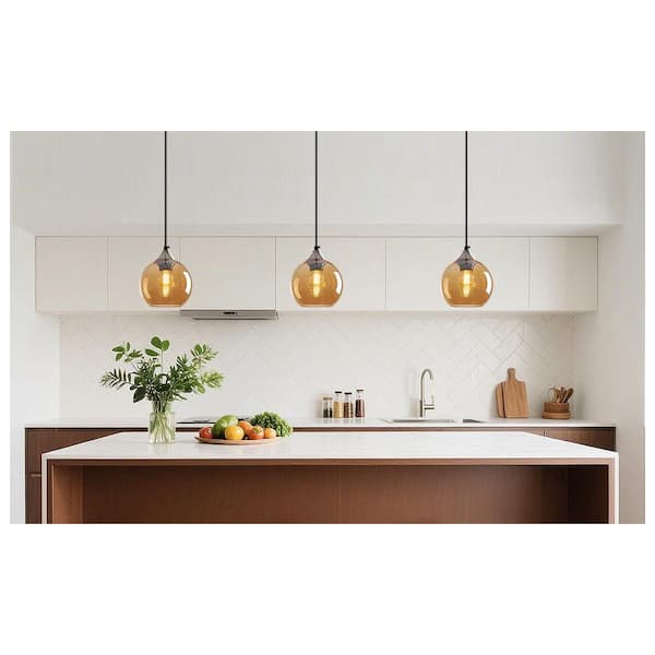ZHLWIN Home Lighting ‎60 Watts 1 Light 5. 9in Amber Glass Pendant